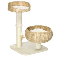 pawhut arbol rascador para gatos 2 niveles altura 72 cm poste sisal con cueva y plataforma 1 bola suspendida