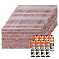 set de 20 paneles decorativos efecto ladrillo clasico en eps  8 botes de adhesivo de montaje