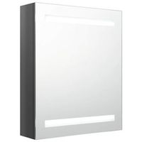 armario de bano  mueble bano con espejo led gris brillante 50x14x60 cm