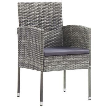 2 Uds Sillas De Jardín | Silla De Exterior | Sillon Jardín Con Cojines Grises Ratán Sintético Gris