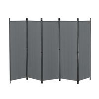 biombo separador de 5 paneles huesca - 171 x 250 cm - decoracion interior - contra vision - mampara lateral protectora - pantalla - divisor de habitaciones - acero - gris oscuro encasa