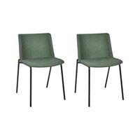 conjunto de 2 sillas de comedor elegantes tapizadas en tela de poliester patas de metal verde esbon