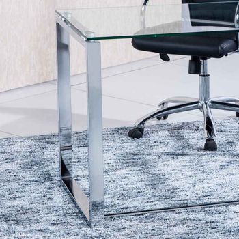 Mesa De Estudio Benetto 120 Cristal Translúcido Patas Cromadas 73x120x60 Cm Adec