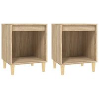 juego de 2 mesitas de noche con compartimento abierto 40 x 35 x 50 cm madera contrachapada color roble dec035245