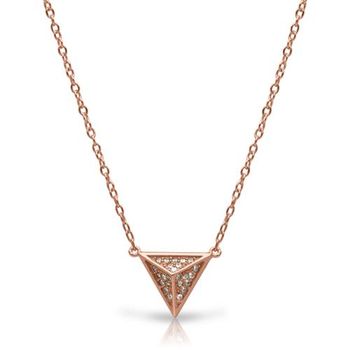 Cadena colgante pirámide circonita baño de oro rosa