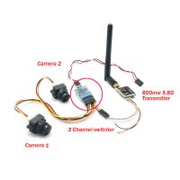 sistema de doble camara ewrf fpv 1000tvl cmos mini dos camaras  58ghz 600 mw 40ch vtx  soporte de interruptor 3ch pmw