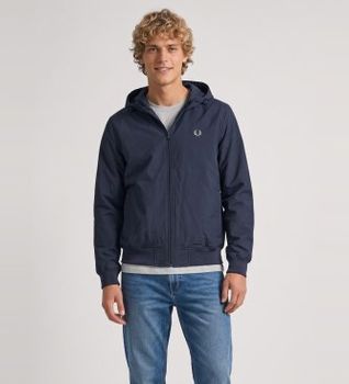 Fred Perry para hombre. J1304 Chaqueta con capucha Brentham marino (M), Azul, Casual, Poliamida, Sostenible