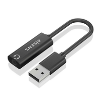 conversor aisens usb-a a audio 48khz usb-am-jack 35h negro 10cm