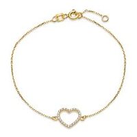pulsera corazon para mujer en oro de 9 quilates con circonita