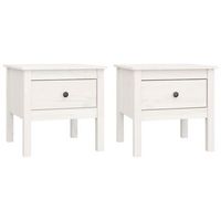 2 uds mesa auxiliar  mesita auxiliar  mesa de cafe madera maciza de pino blanco 50x50x49 cm