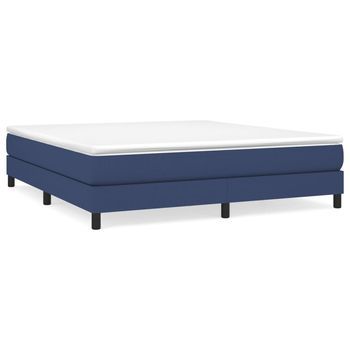 Cama Tapizada 203x160x25 Cm Tejido (100 % Poliéster), Contrachapado Y Madera Tratada - Azul