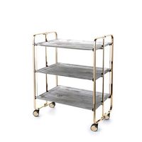 carrito auxiliar plegable bauhaus dorado con ruedas r 3 niveles y 3 posicionespino envejecido