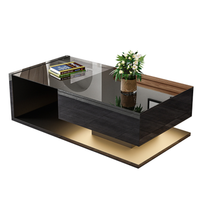 mesa de centro con iluminacion led - mesas auxiliares - mesas de centro de cristal - lacado en negro