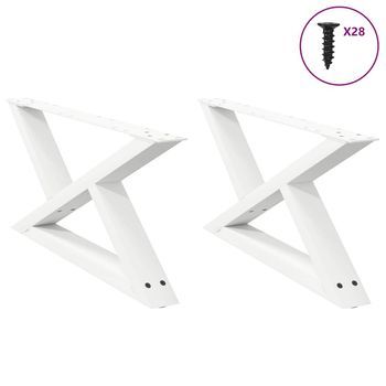 Patas Para Mesa De Centro (2 Unidades), Color Blanco, 70 X (30-31,3) Cm, Acero Vidaxl