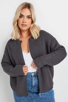 yours cardigan gris de punto con cremallera estilo bomber mujer curvy y tallas grandes yours