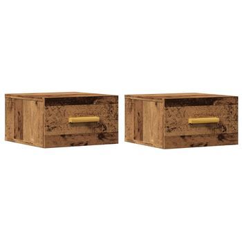Mesitas De Noche De Pared 2 Uds Madera Envejecida 35x35x20 Cm Vidaxl