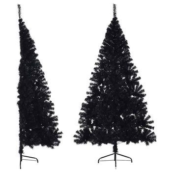 Medio Árbol De Navidad Artificial Con Soporte Pvc Negro 240 Cm Vidaxl