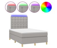 cama box spring con colchon tela y led gris claro 120x200 cm botones