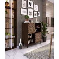 buffet 3d 2 puertas 2 huecos nogal y negro 113x101x40 cm