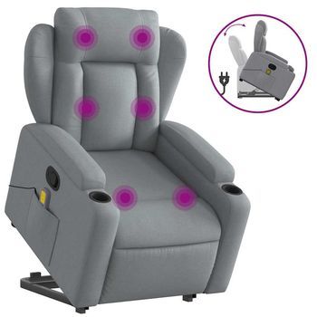 Sillón De Masaje Reclinable De Pie De Tela Gris Claro Vidaxl