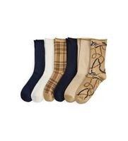 lauren ralph lauren para mujer 454p20828001 set 6 pares de calcetines patter beige marino 3741 homewear algodon