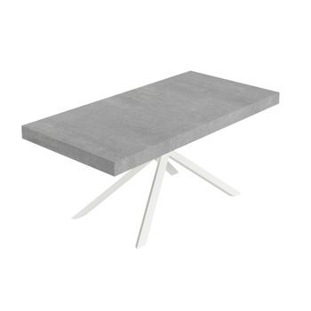 Mesa Extensible Niket 200/304x90 Cm Patas Hormigón Blanco