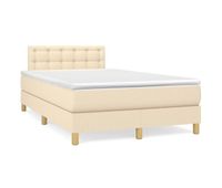 cama box spring con colchon tela color crema 120x200 cm botones