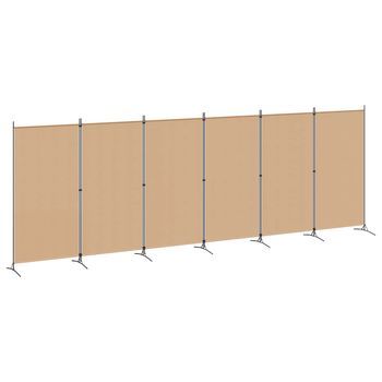Divisor De Habitación De 6 Paneles Beige 520 X 180 Cm Tela Vidaxl