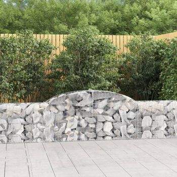 Cestas De Gaviones 2 Piezas | Gavión Para Piedras | Gavión Decorativo Forma De Arco Hierro 300x30x60/80 Cm Cfw146176