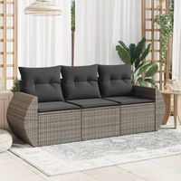 conjunto de sofa de jardin 3 uds  mueble jardin mesa y sillas y cojines ratan sintetico gris cfw118394