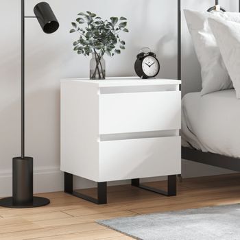Mesita De Noche | Mesa Auxiliar | Mesilla Madera Contrachapada Blanco 40x35x50 Cm Cfw69498