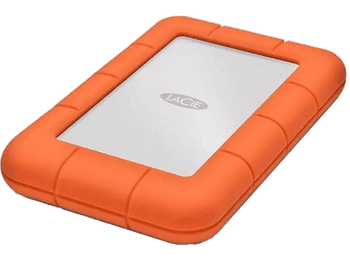 Disco duro externo 2 TB - LaCie Rugged Mini, USB C (3.1 Gen 1), Aluminio, Naranja