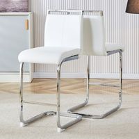 taburete de bar - juego de 2 - patas de metal plateado - metal y poliuretano - blanco y plata 39x465x965cm