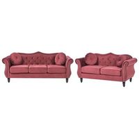 conjunto de sala de estar en terciopelo rojo oscuro 2 plazas 3 plazas apoyabrazos enrollados cojines estilo glam skien