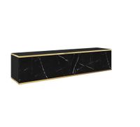 mueble para tv efecto madera negro y dorado