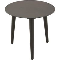mesa auxiliar de exterior redonda diametro 50 cm altura 45 cm aluminio color gris mesita accesorio de salon complemento de terraza mesa pequena para patio