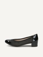 caprice pumps black made of leather and textile with block heel size 375