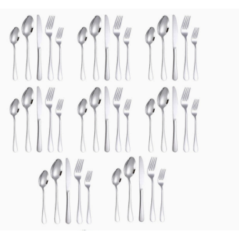 Juego De Cubiertos De Acero Inoxidable De 40 Piezas Estilo Occidental, Para 8 Personas, Acabado Plateado Brillante, Apto Para El Hogar Y El Comedor.