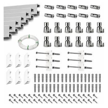 Eurohang Pack Colgar Cuadros Sin Agujeros 9m Guías Aluminio Plata Mate Con 12 Colgadores Automático, Cuelga Cuadros Sin Clavos Hogar Oficina