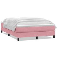 cama box spring con colchon terciopelo rosa 140x210 cm