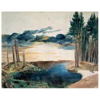 Legendarte - Cuadro Lienzo, Impresión Digital - Estanque En El Bosque - Albrecht Dürer - Decoración Pared Cm. 80x100