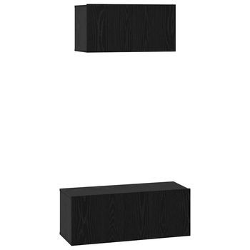 Conjunto De Mueble De Tv 2 Uds. Roble Negro Vidaxl