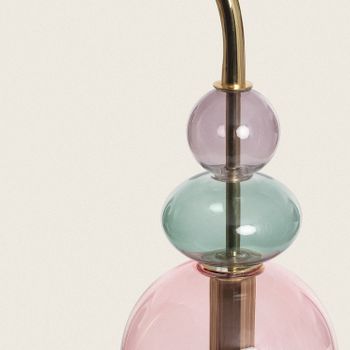 LEDKIA LIGHTING - Lámpara de Pie Metal y Cristal Baudelaire | Diseño Vintage | Soporta Bombilla E14 | Uso Interior | Dimensiones: 1500x290x220 mm, Dorado, Metal Vidrio