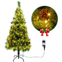 aigostar 150 cm arbol de navidad artificialcon cadena de luces led de 13 m200 led blanco calido8 modos de iluminacionramas aguja de pino con pinasverdeincluye soporte de meta