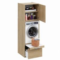 mueble armario para lavadora con mueble alto t-bath 672x208cm roble esp22 mm