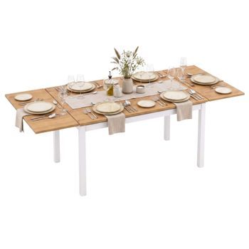 Mesa Cocina Extensible Taste Blanco Mate/roble 76x60x100-140 Cm