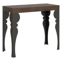 consola oriental extensible madera de nogal y metal antracita 12 plazas 40 a 300 cm torza