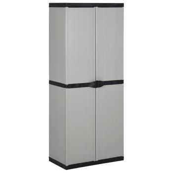 Armario De Almacenamiento | Armario De Jardín Con 3 Estantes Gris Y Negro 68x40x168 Cm Cfw740275