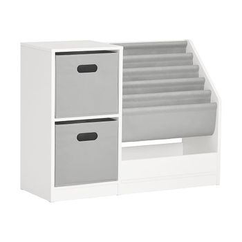 Librería infantil con 2 cestas y 1 compartimiento madera blanco