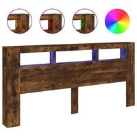 cabecero led madera ingenieria roble ahumado 220x185x1035 cm vidaxl